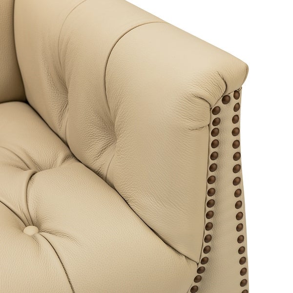 Wemer Transitional Genuine Leather Armchair with Button Tufted Back by HULALA HOME