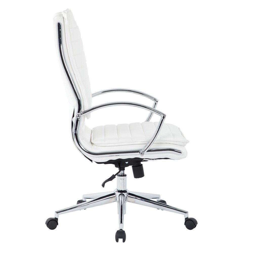 High Back Professional Managers Faux Leather Chair with Chrome Base and Removable Sleeves