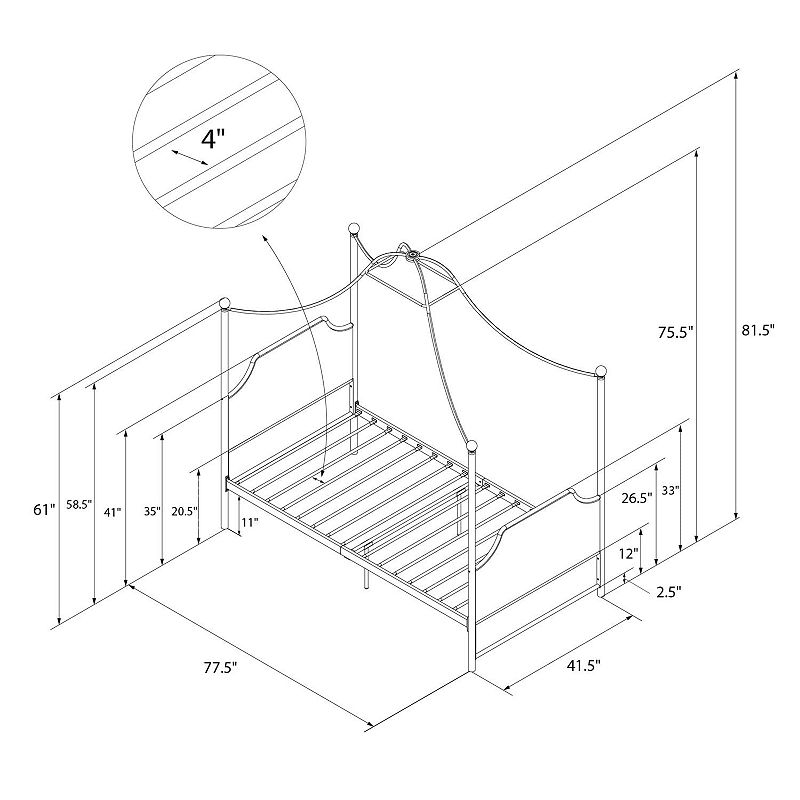 Little Seeds Monarch Hill Clementine Canopy Bed and Twin-Size Frame