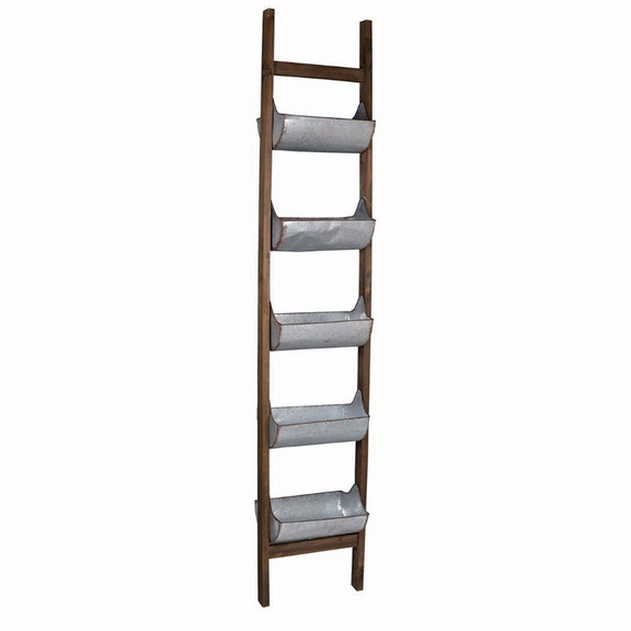 Benzara BM148588 5 Tier Wood and Metal Ladder Plan...