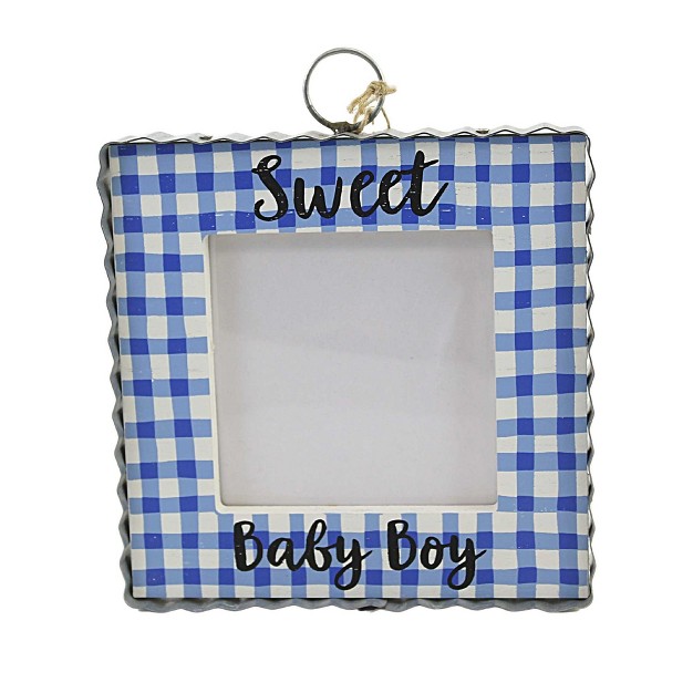 Baby Boy Photo Frame Picture Gingham Single Image Frames