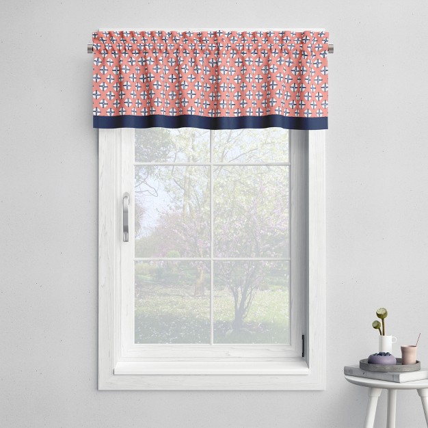 Bacati Olivia Coral navy Window Valance