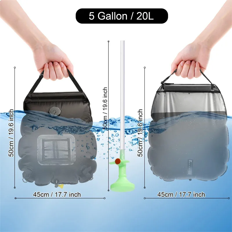 Upgrade Durable Portable Camping Beach Swimming Outdoor Traveling Camping Accessories 20L Camping Shower Bag