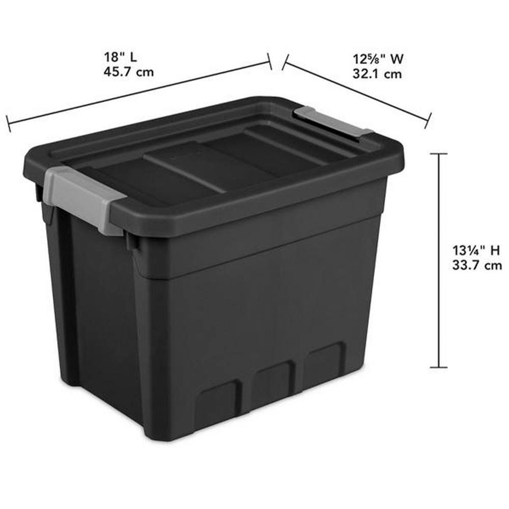 Sterilite 7.5 gal. Rugged Industrial Storage Totes with Latch Lid in Black (6-Pack) 6 x 14839006