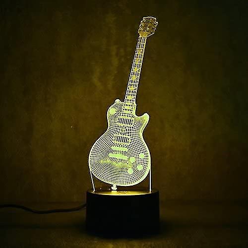 3d Music Electric Bass Guitar Night Light Lamp Usb Touch Switch Decor Table Desk Optical Illusion Lamps 7 Color Changing Lights Led Table Lamp Xm