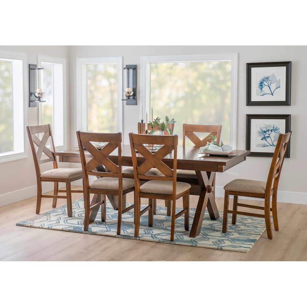 Kraven Brown Rustic Wood Farmhouse 7 Piece Dining Set