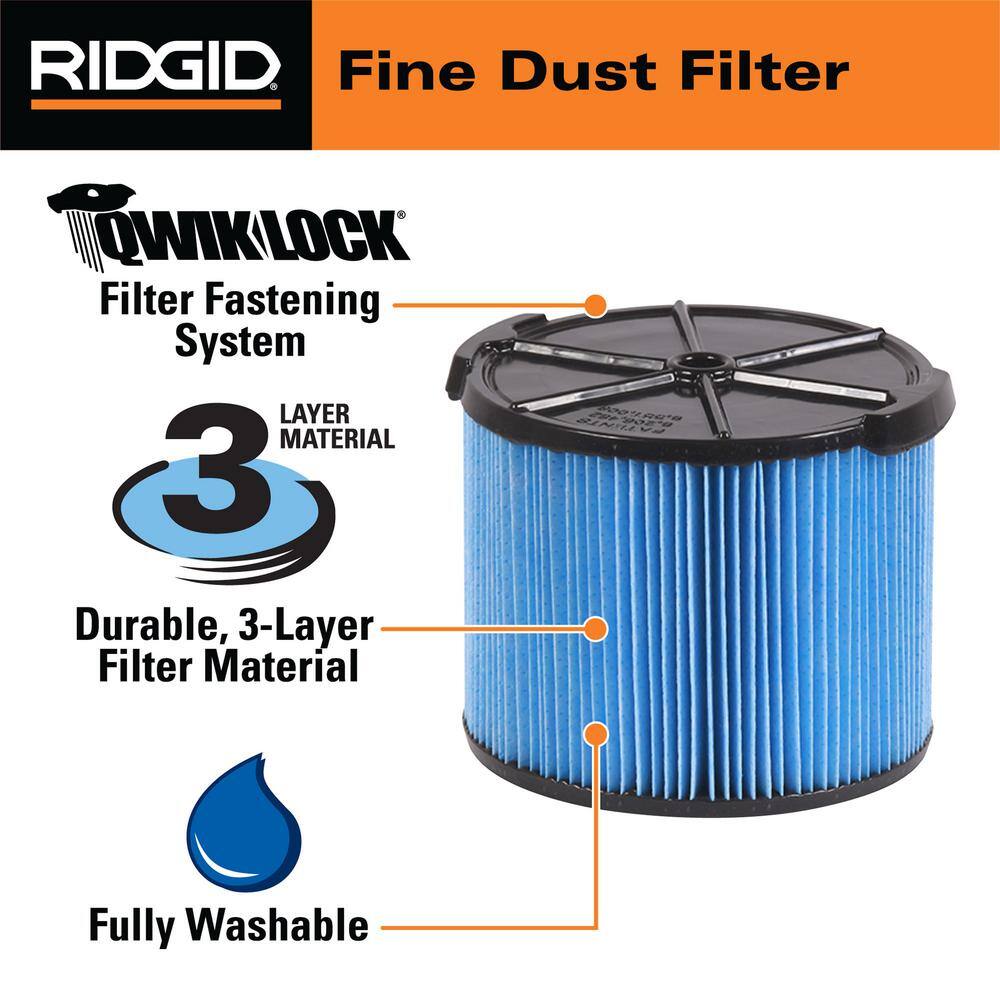 RIDGID Filter Kit with VF3500 Fine Dust Filter and VF3501 Dust Bags (2-pack) for 3 to 4.5 Gallon RIDGID WetDry Shop Vacuums VF3511