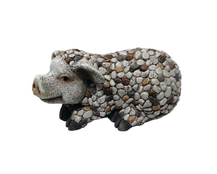 Alpine Garden Pebble Pig Statue NZW236HH