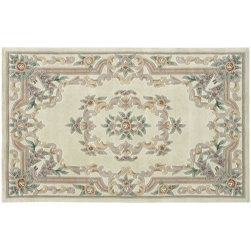 Rugs America New Aubusson Framed Floral Wool Rug