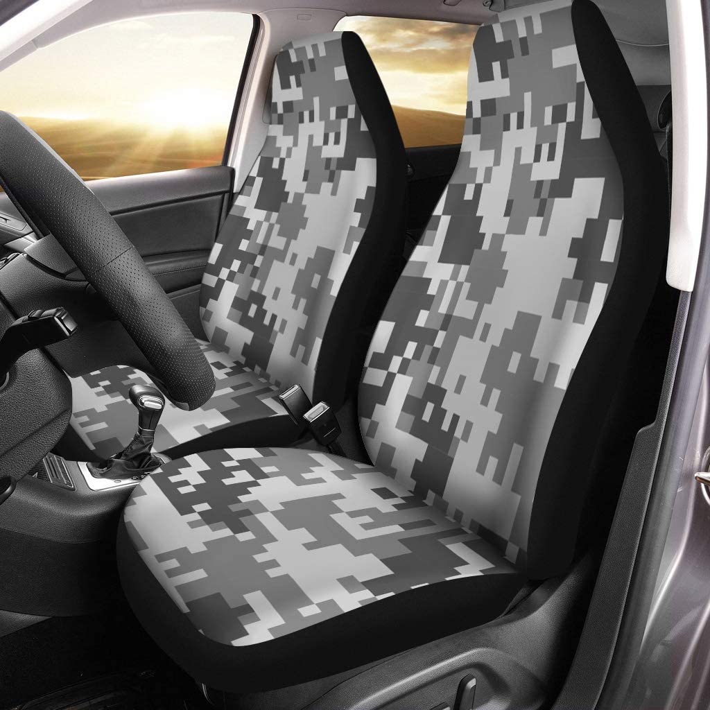 FMSHPON Set of 2 Car Seat Covers Digital Camouflage Universal Auto Front Seats Protector Fits for Car，SUV Sedan，Truck