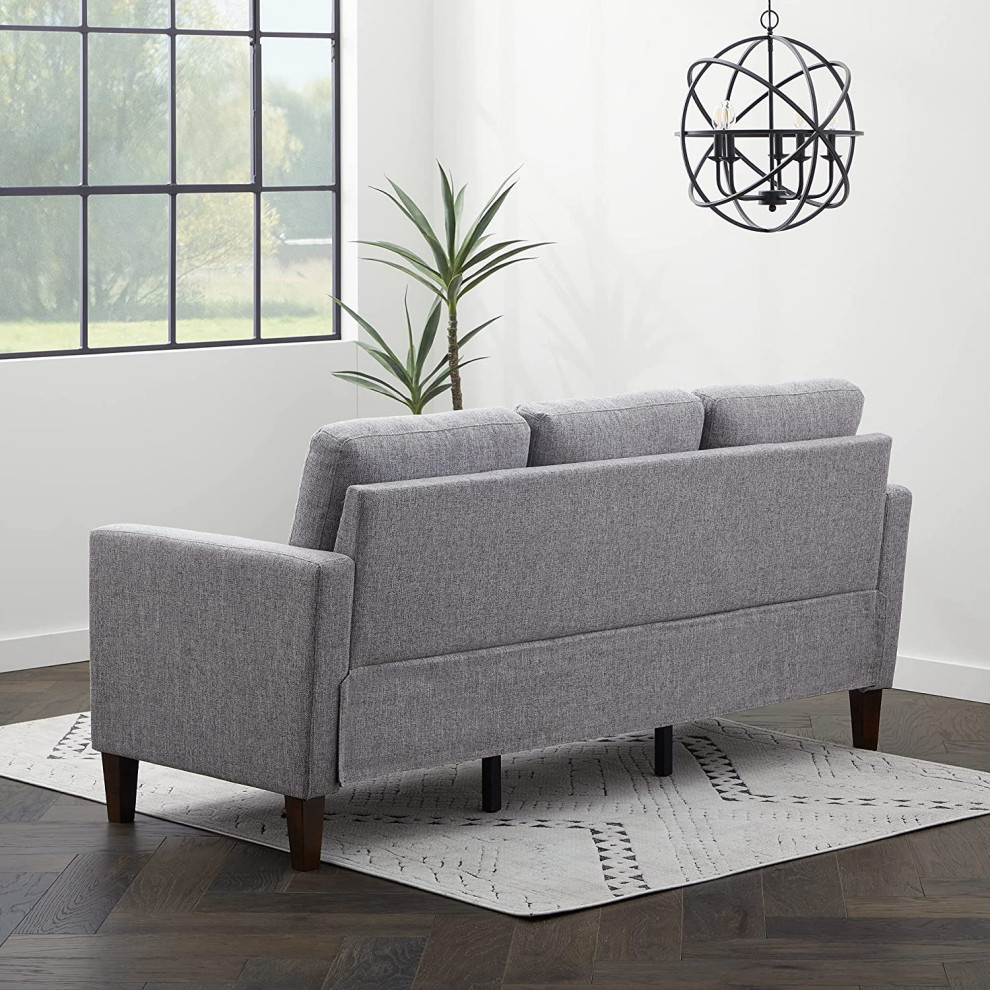 Modern 3 Seater Sofa  Tapered Legs With Cushioned Seat  ampTrack Arms   Midcentury   Sofas   by Declusia  Houzz