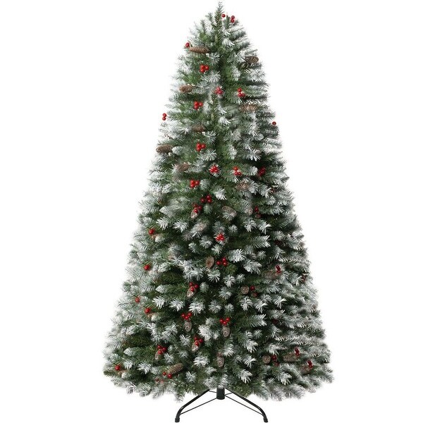 Vancouver Artificial Christmas Tree，Prelit Christmas Tree，PreDecorated Spruce Christmas Trees with Tips and Lights