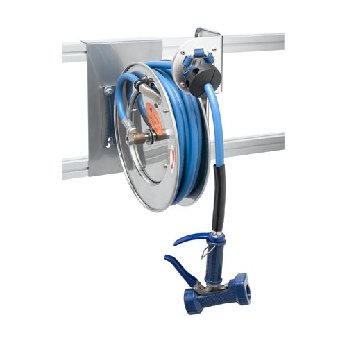 TandS B-7132-05 Open Stainless Steel Hose Reel with 35-Foot Hose and Front Trigger Water Gun