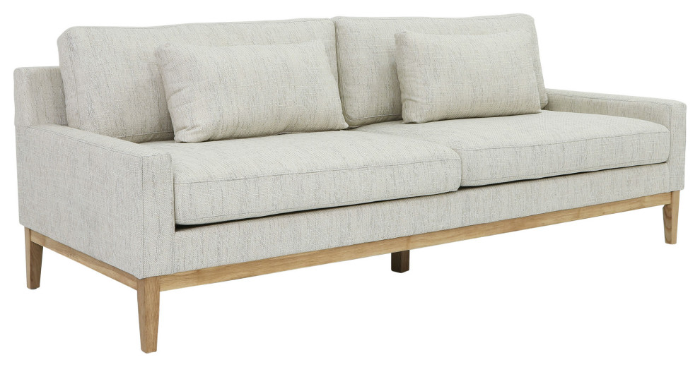 Wood  3 seater Bolstered Sofa  Beige Kd   Transitional   Sofas   by Kolibri Decor  Houzz