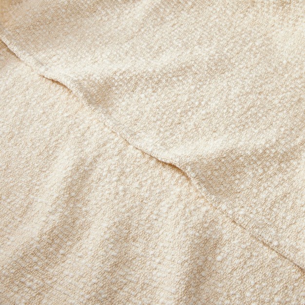 Textured Knit Throw Blanket With Corner Tassels Cream natural With Magnolia