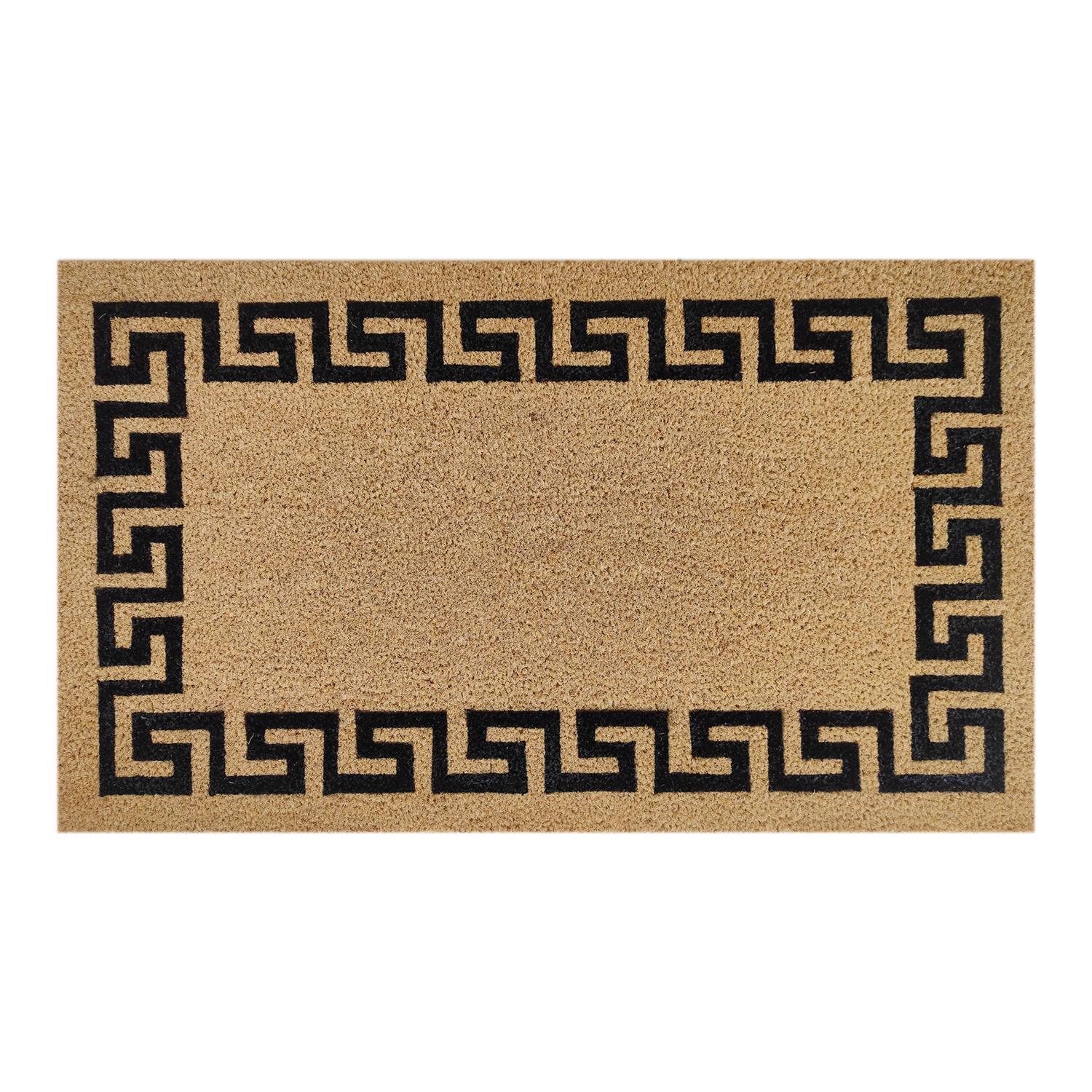 First Concept 30 in. L X 18 in. W Black/Brown Greek Key Border Coir Door Mat