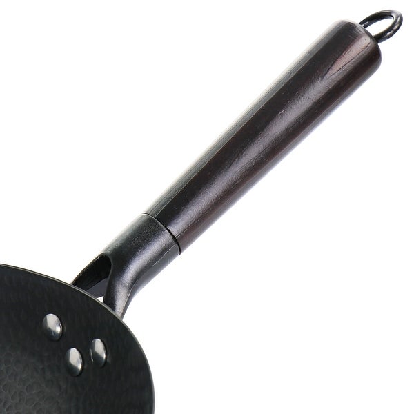 13 Inch Heavy Gauge Carbon Steel Wok in Black