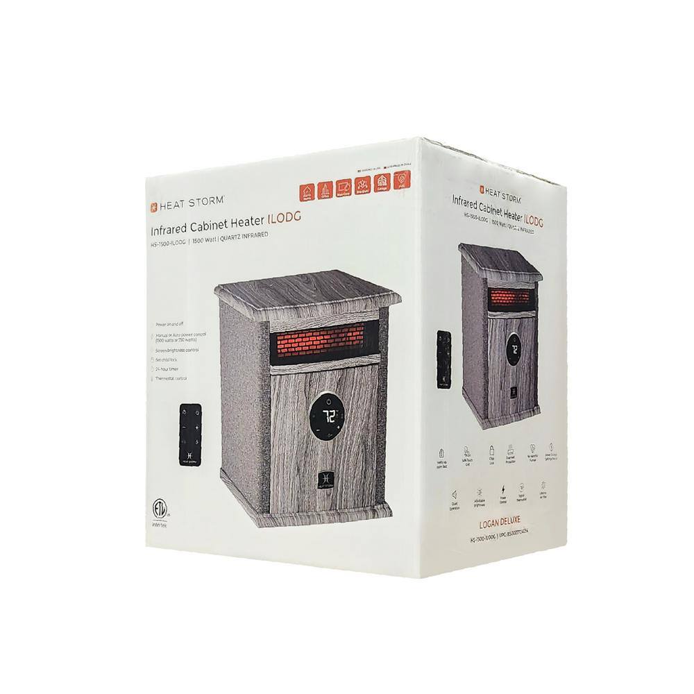 Heat Storm 1500-Watt Logan Deluxe Portable Electric Infrared Space Heater in Grey HS-1500-ILODG