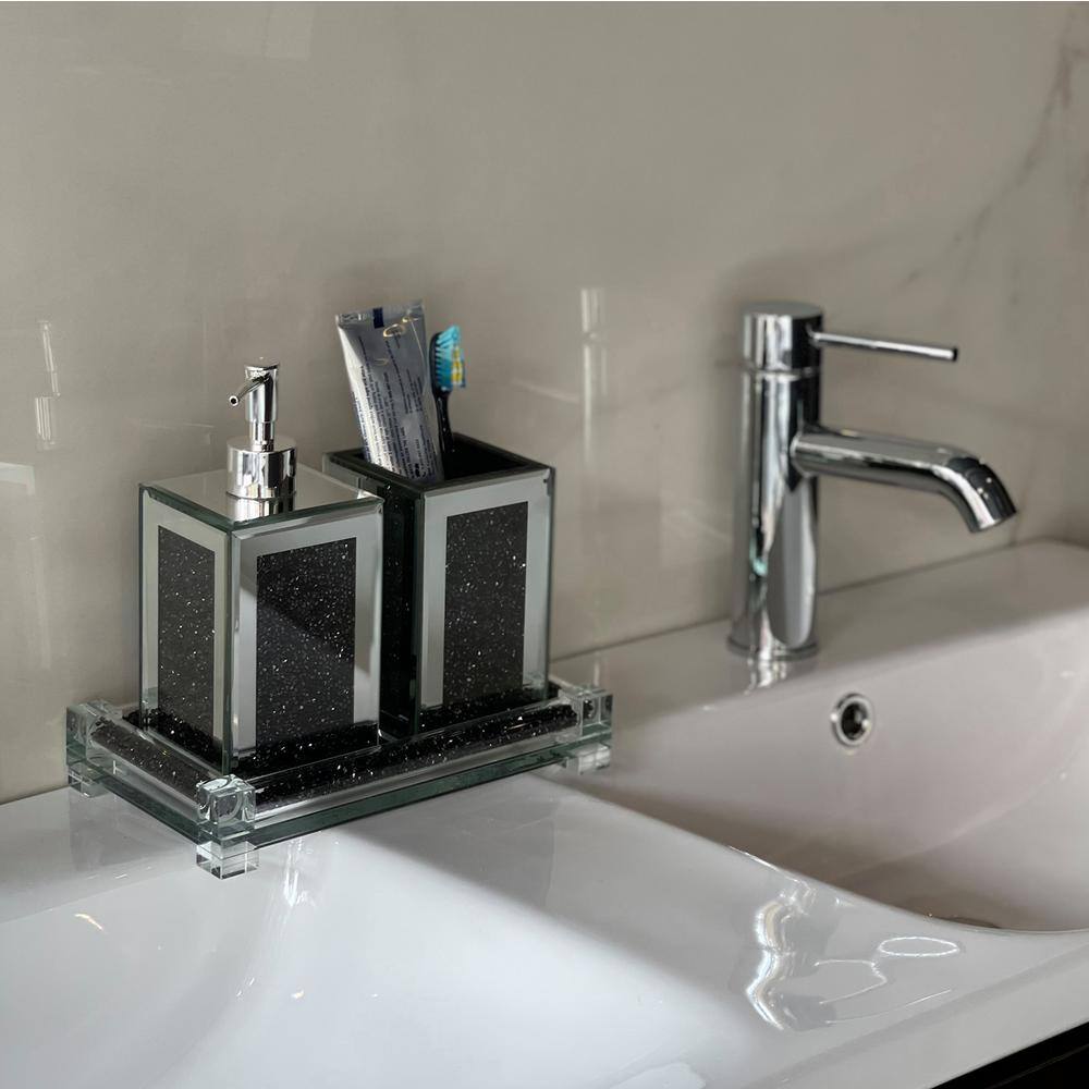 Exquisite 3-Square Soap Dispenser and Toothbrush Holder with Tray 2022-7-13-7