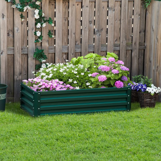 Outsunny 4' X 2' X 1' Galvanized Raised Garden Bed Planter Raised Bed With Steel Frame For Vegetables， Flowers， Plants And Herbs