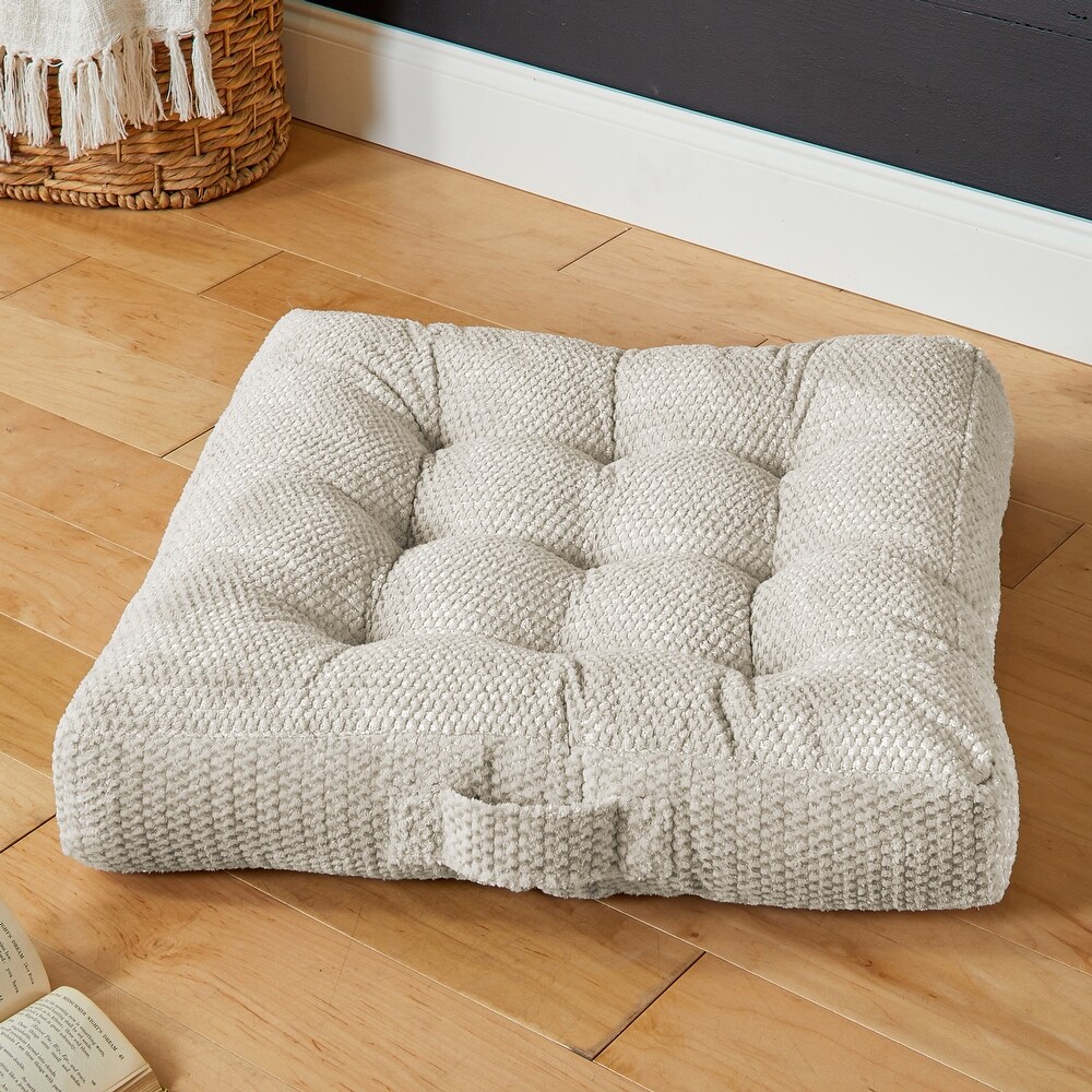 Humble + Haute Velvet Shimmer Indoor Textured Tufted Floor Pillow with Handle