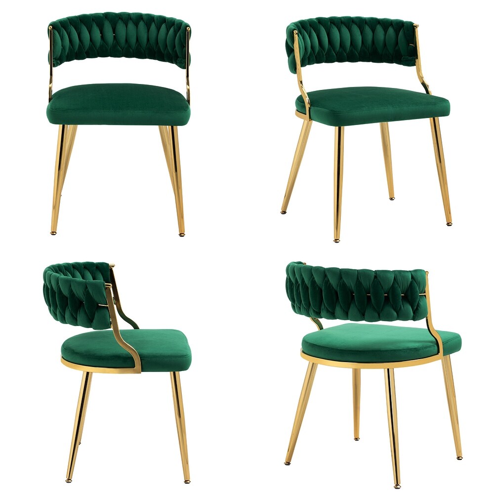 4PACK Upholstered Dining Chairs with Woven Back