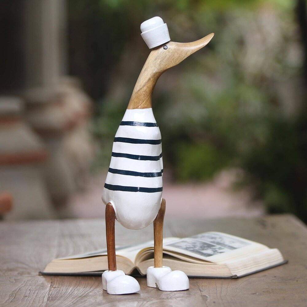 Novica Handmade Sailor Duck Wood And Bamboo Root Sculpture   15.75\