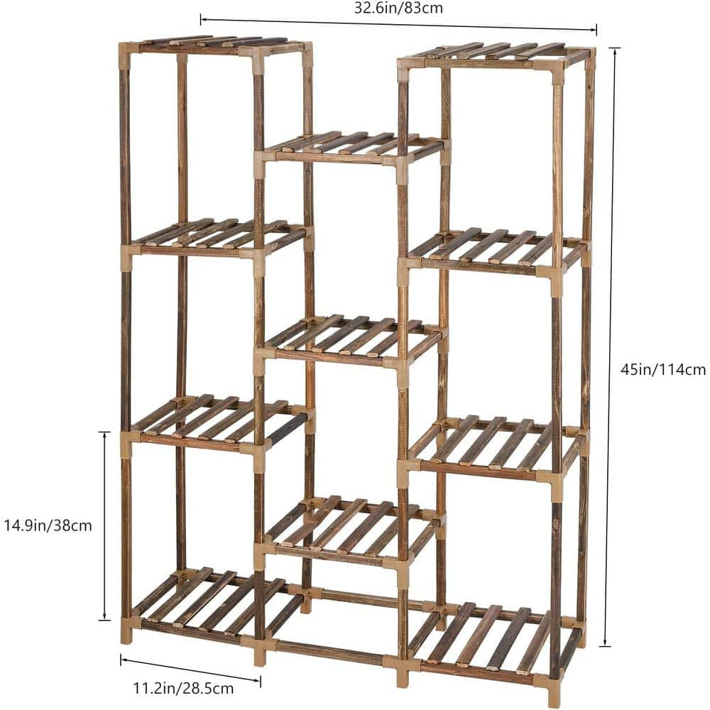 Oumilen LIANTRAL Tall Plant Stand for Indoor Plants， Wood Tiered Plant Shelf for Multiple Plants LT-K53