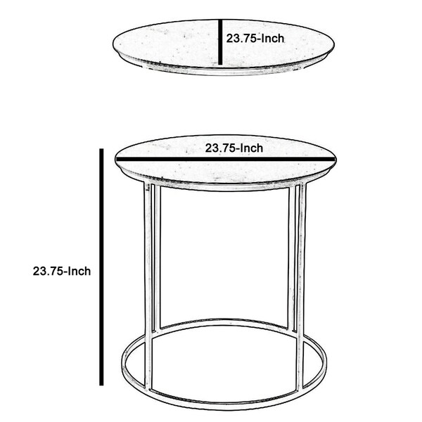 Round Metal Frame Side Table with Tubular Legs， Black