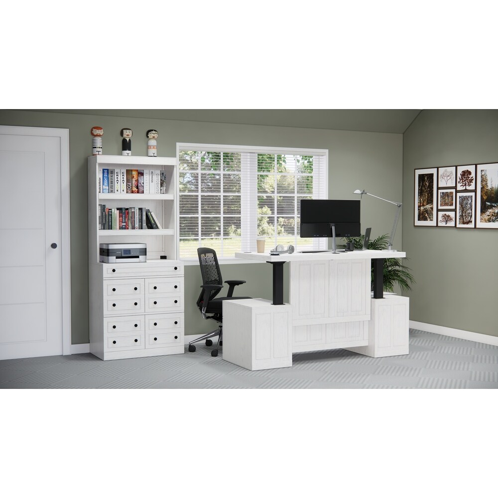 Windsor Sit Stand Storage Desk with File Drawer Bookcase