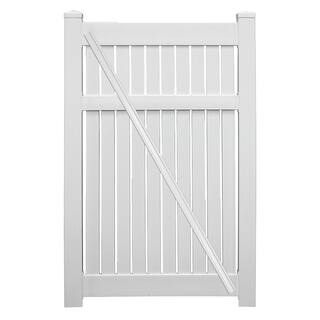 Weatherables Huntington 3.8 ft. x 6 ft. White Vinyl Semi-Privacy Fence Gate Kit SWSP-SEMI-6X46