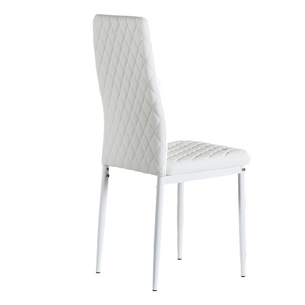 Dining Chair Leather Diamond Grid Pattern Home Conference Chair Set Of 4 - 20.47*15.75 *37.8INCH