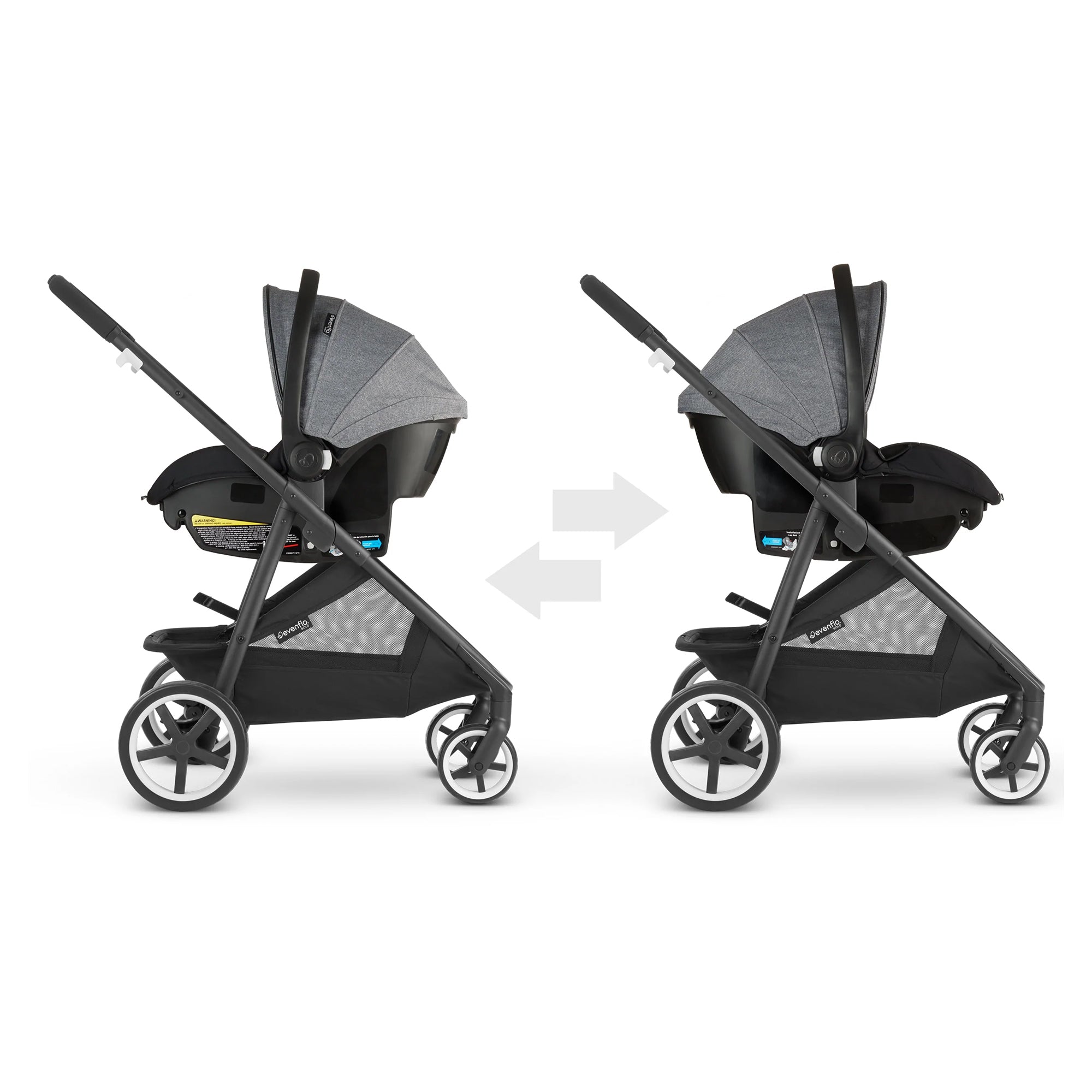 Evenflo Gold Shyft Travel System Stroller with SecureMax Car Seat, Onyx Black