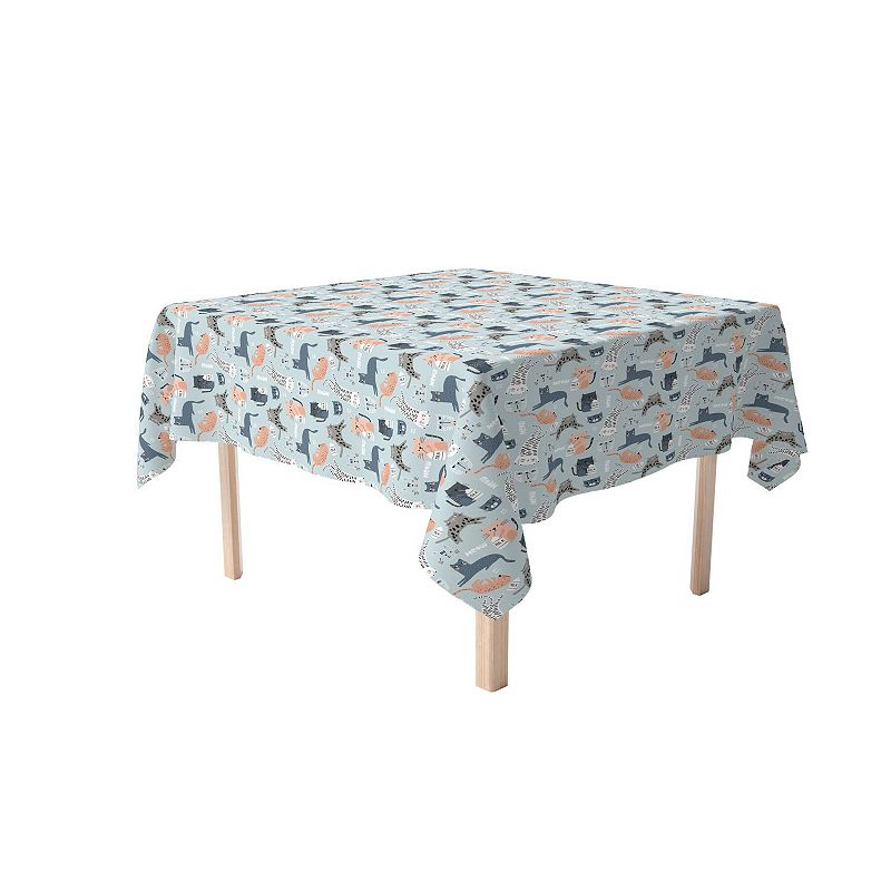 Square Tablecloth， 100% Polyester， 60x60， Cats Background