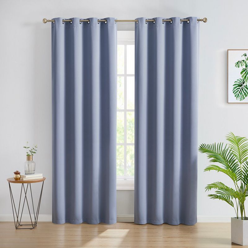 THD Cambridge Blackout Heavy Thermal Insulated Blocking Grommet Curtain Drapery Panels， Set of 2