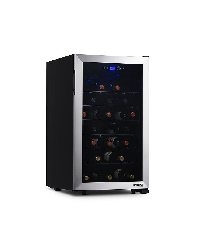 Newair Freestanding 50 Bottle Compressor Wine Fridge in Stainless Steel Adjustable Racks and Exterior Digital Thermostat