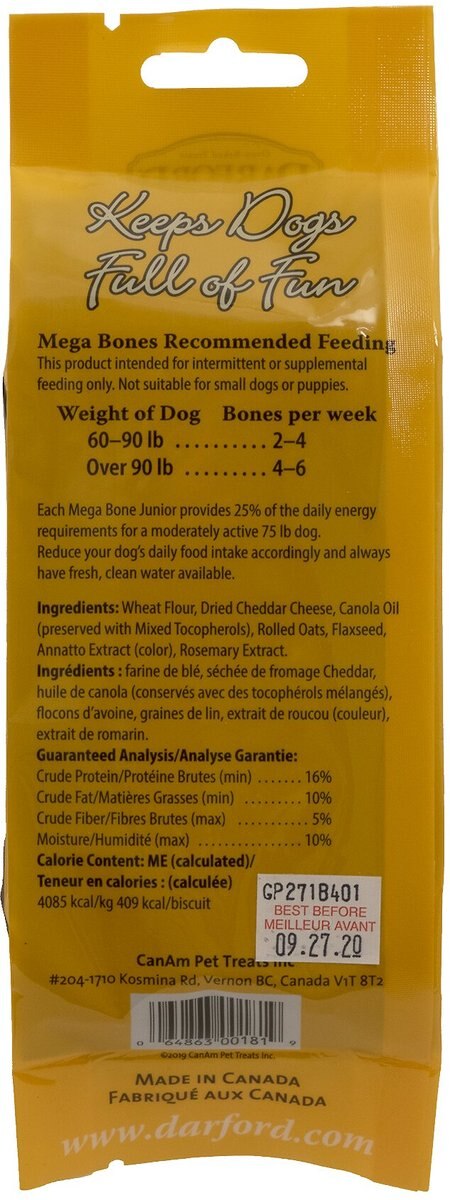 Darford Junior Mega Cheez and Mega Pumpkin Variety Pack Adult Dog Bones， Medium/Large， 12 pack