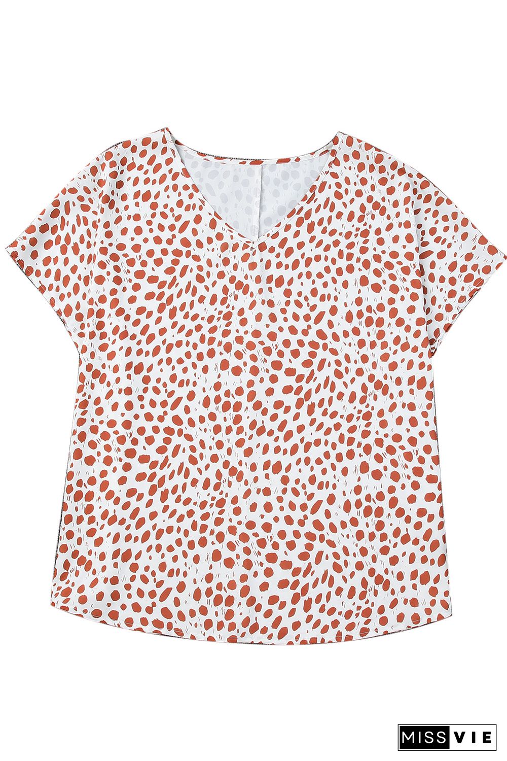 Plus Size Leopard V Neck Short Sleeve Shift Top