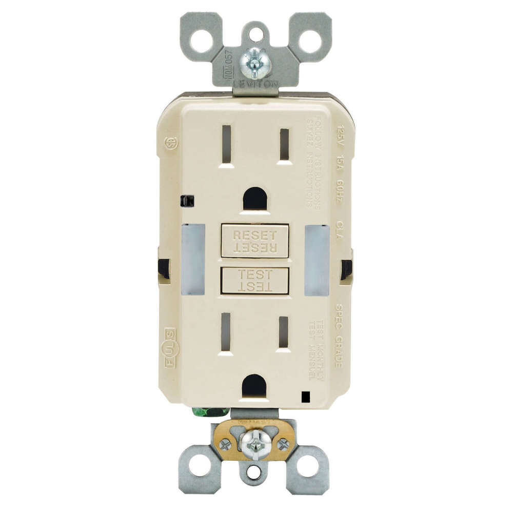 Leviton SmartlockPro GFCI Outlet 20A 125V Duplex Light Almond NEMA