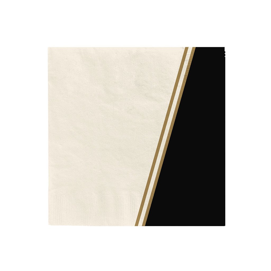 Hallmark  Ivory, Black and Gold Geometric Dinner Napkins, Set of 16