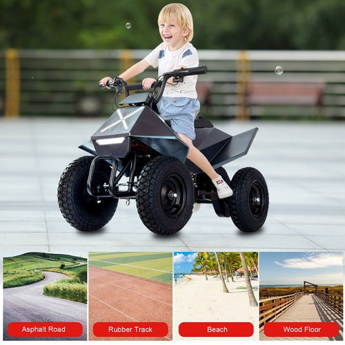 Electric Quad for Kids,4 Wheels Ride on Car,24V 350W Motor ATV (Mode:XW-EA14),Max Speed: 9mph,MAX Load:120lb,Equipped Shock,Front Light,Big Tire,Rear disc Brake,Avant-garde Shape and Matt color