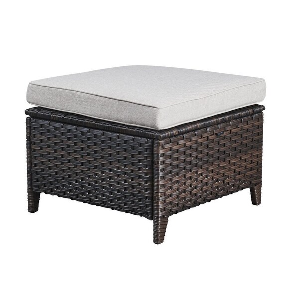 2 Piece Outdoor Ottoman Wicker Patio Ottomans