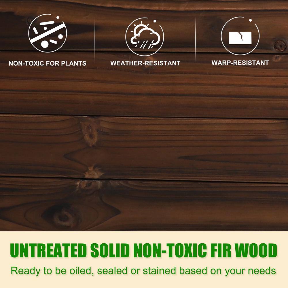 VEIKOUS 70 in. L Carbonized Oversized Wooden Raised Garden Bed With Funnel Design and Liner PG0102-05RT-2