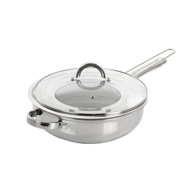 16 Cup Stainless Steel Saute Pan with Lid and Splatter Guard