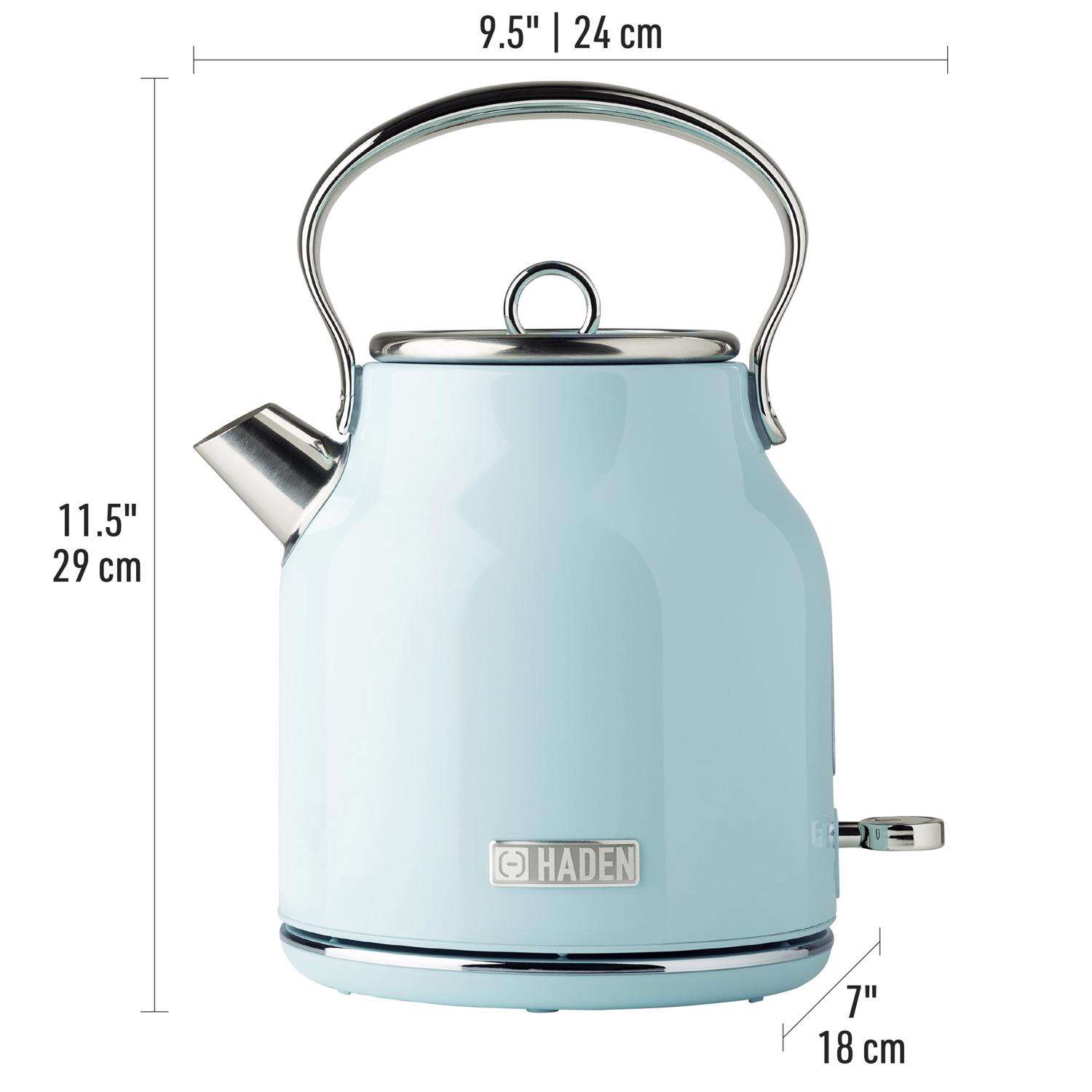 Haden Heritage Turquoise Traditional Stainless Steel 1.7 L Electric Tea Kettle