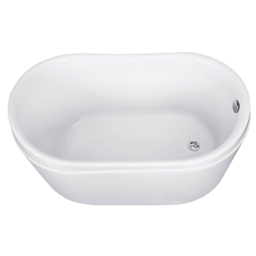 52 in. Acrylic Reversible Drain Oval Flatbottom Freestanding Bathtub in White HVTRS522928