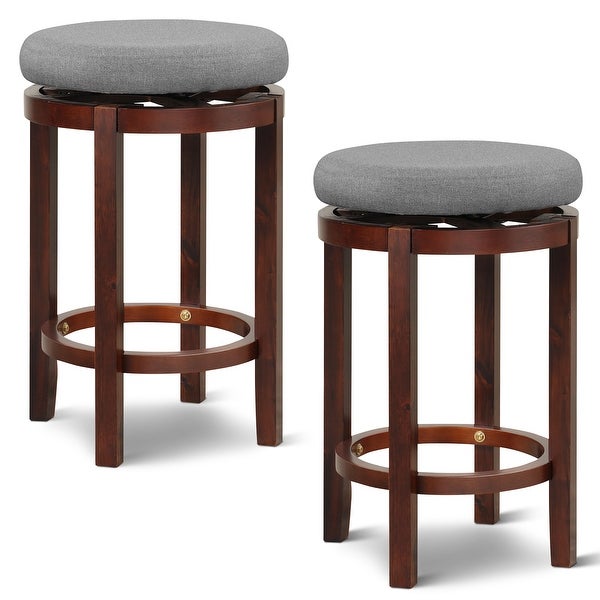 Gymax Set of 2 Swivel Bar Stool Kitchen Kitchen Island Stool Pub and