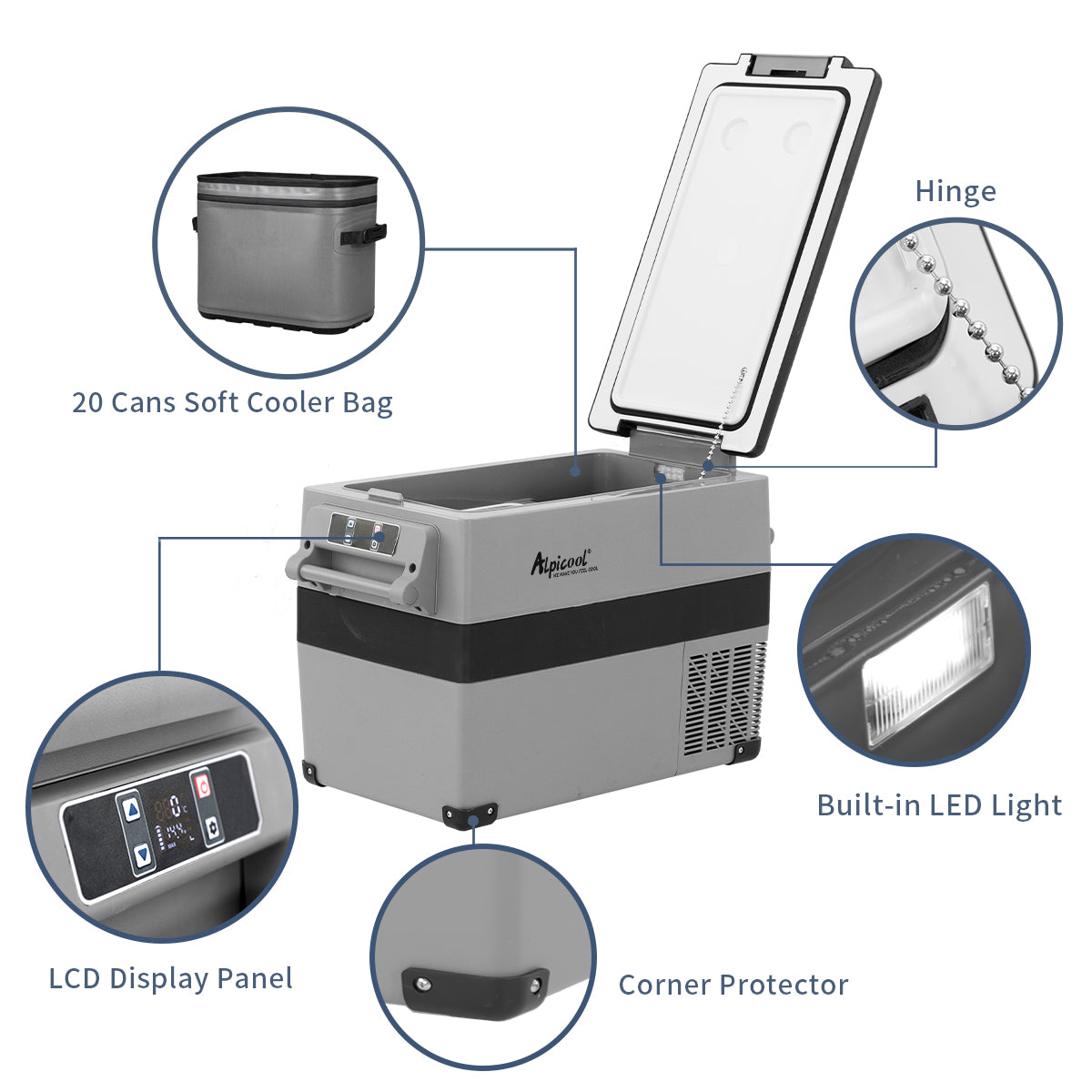 Alpicool CF45 Portable Refrigerator with SC12 Soft Cooler, 12 Volt Car Freezer 48 Quart(45 Liter) Vehicle, Car, Truck, RV, Boat, Mini fridge freezer for Driving, Travel, Fishing, Outdoor -4°F to 68°F