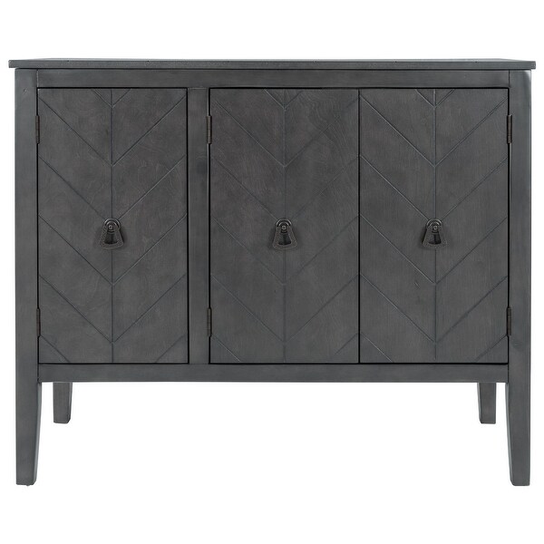 Grey Wooden Storage Cabinet Entryway Table with Adjustable Shelf