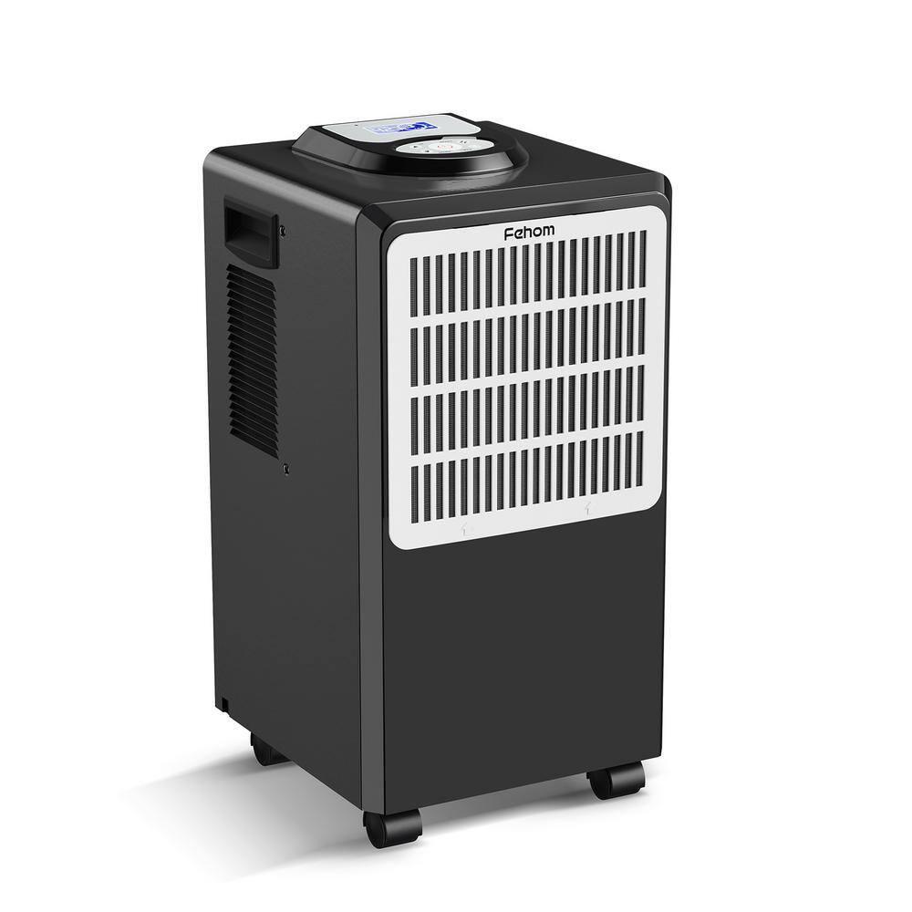 Fehom 130-Pint Mid-size Commercial Dehumidifier For Spaces up to 6000 sq ft. Lncludes Drain Hose 1.32 gal. Water Tank Black HDCX-YDA-858F-1